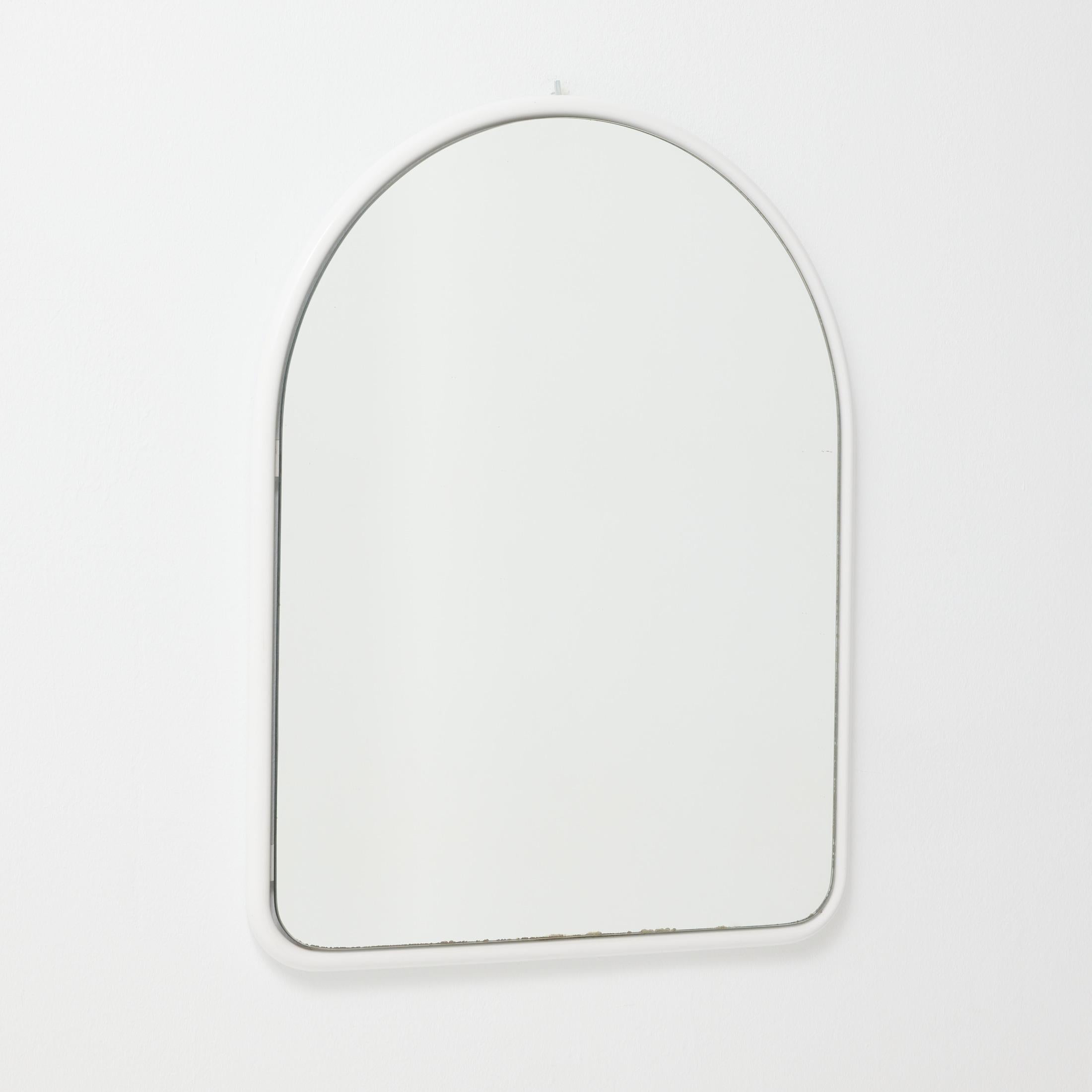 Mid-Century Modern 1970s French Arch Mirror with Lacquered White Frame For Sale