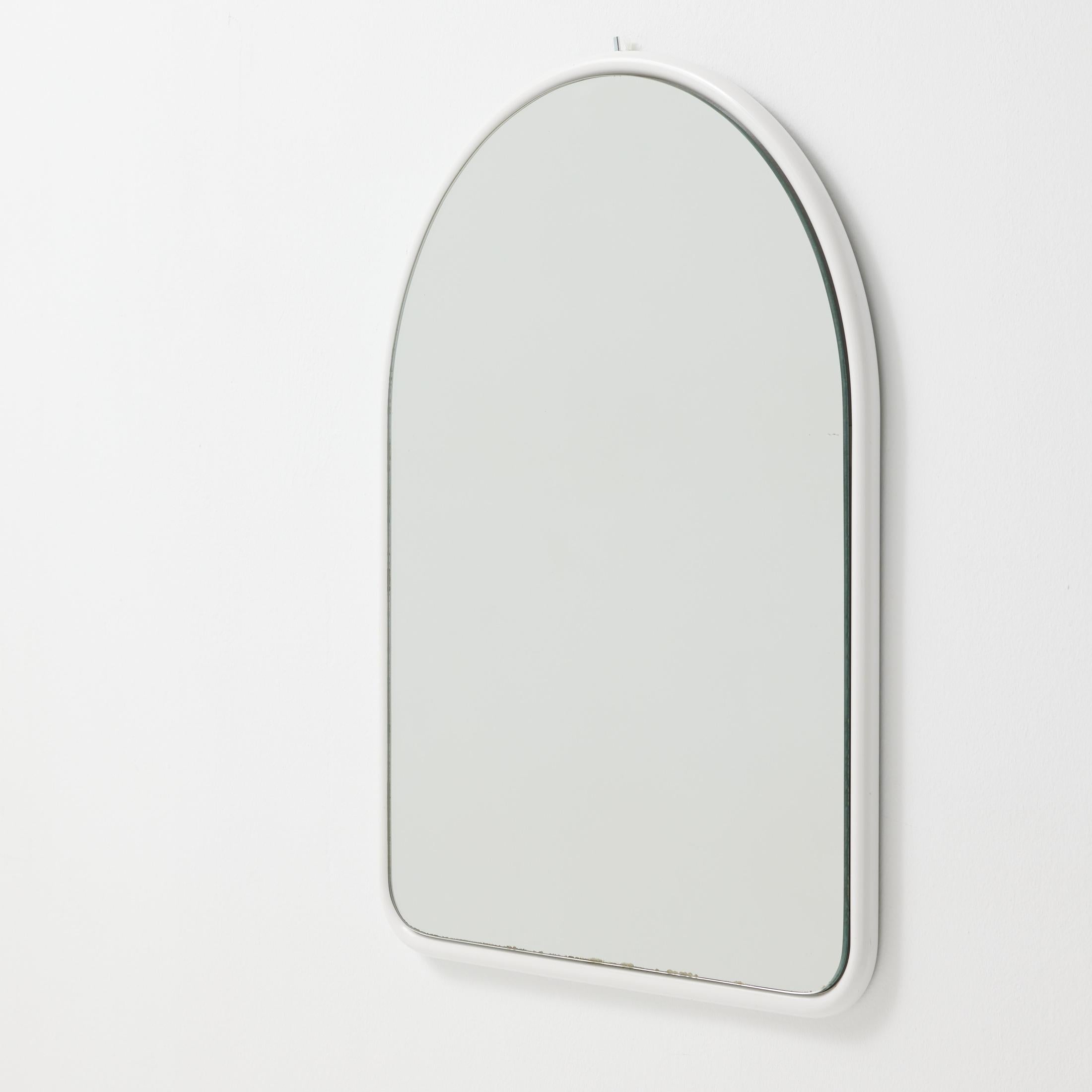 Spanish 1970s French Arch Mirror with Lacquered White Frame For Sale