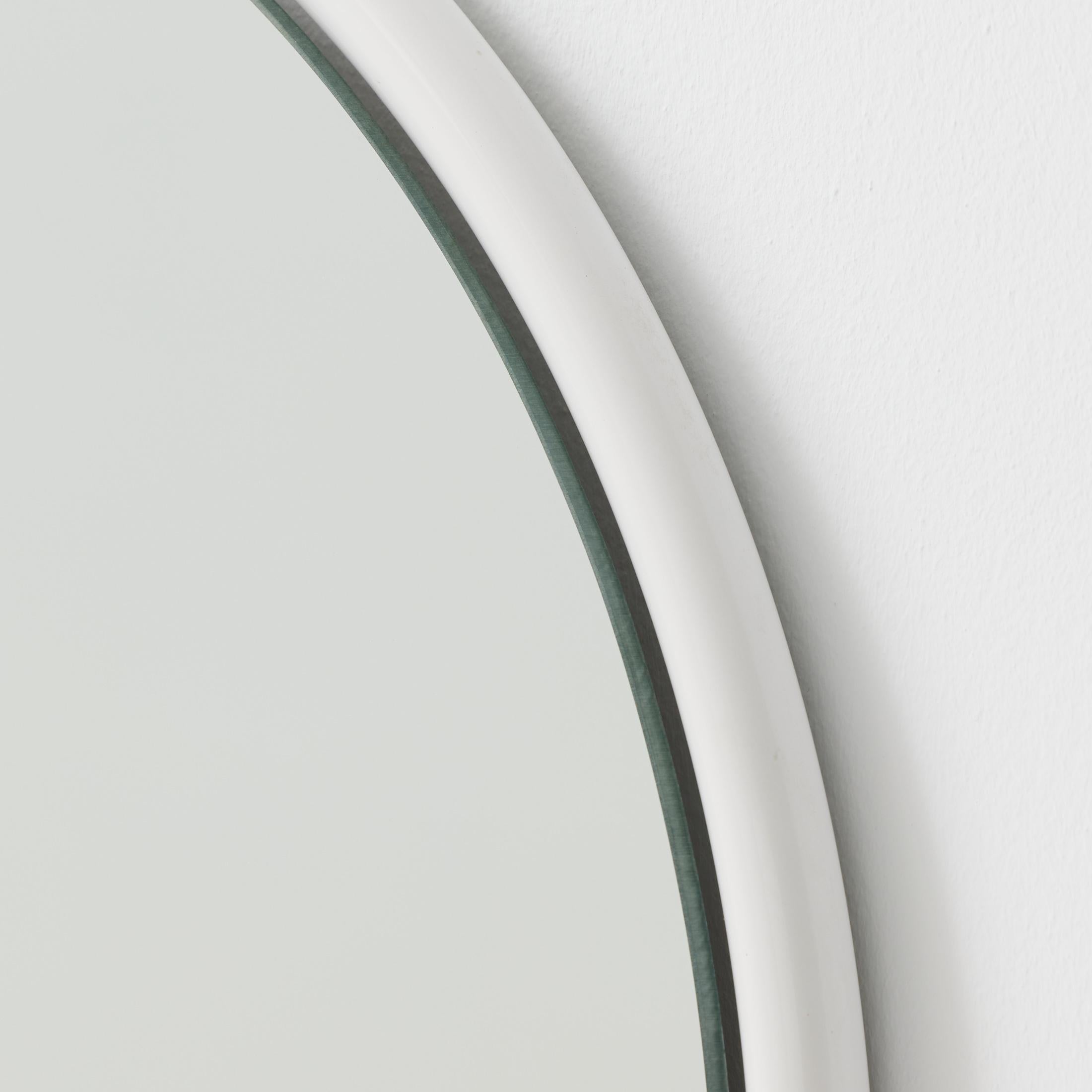 Wood 1970s French Arch Mirror with Lacquered White Frame For Sale