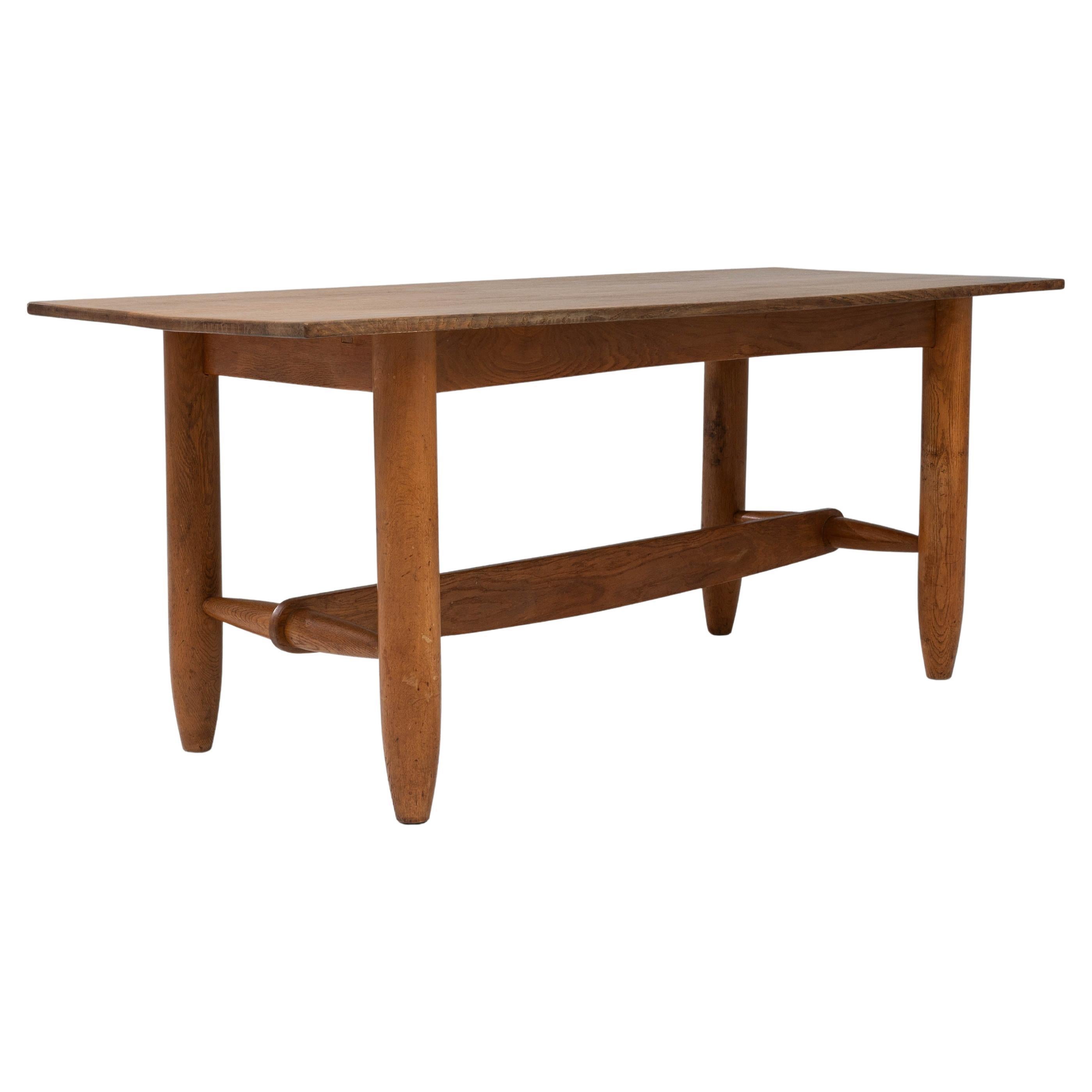 1970 French Art Deco Oak Dining Table