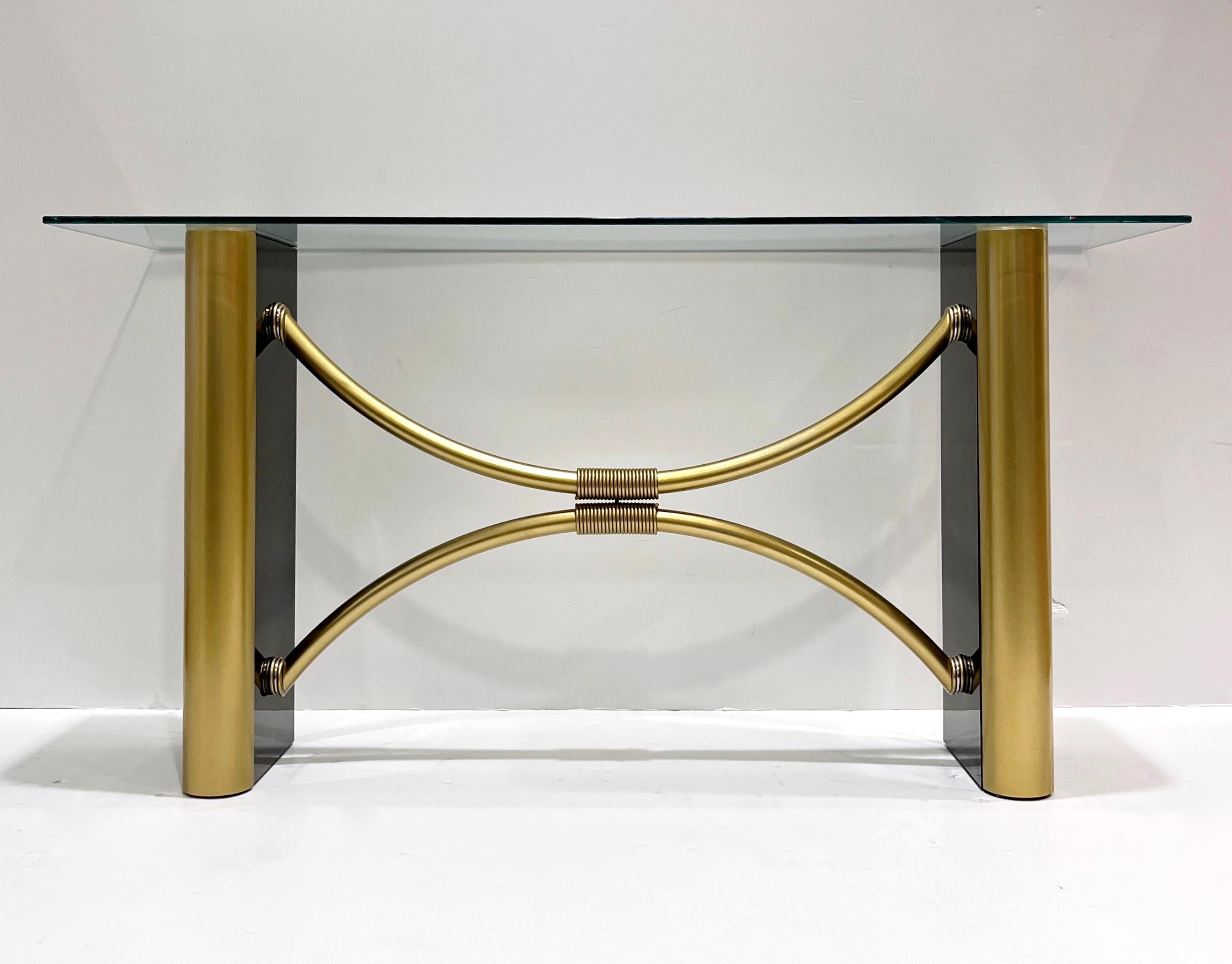 1970er Jahre Französisch Art Deco-Stil Schwarz-Gold Konsolentisch zugeschrieben Pierre Cardin im Angebot 6