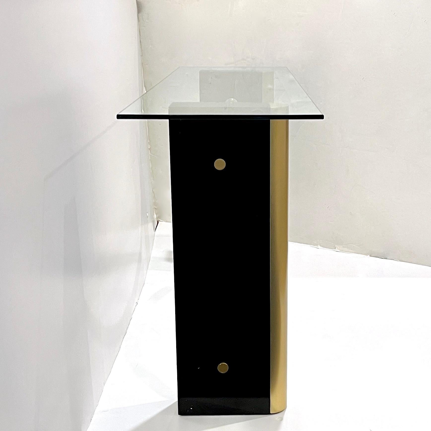 1970er Jahre Französisch Art Deco-Stil Schwarz-Gold Konsolentisch zugeschrieben Pierre Cardin (Art déco) im Angebot