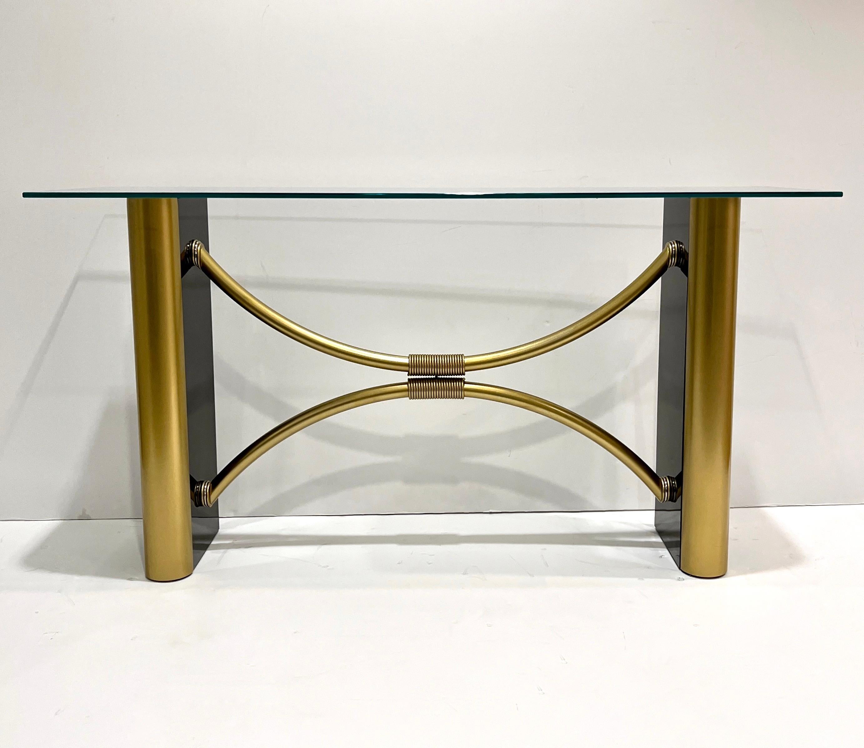 1970er Jahre Französisch Art Deco-Stil Schwarz-Gold Konsolentisch zugeschrieben Pierre Cardin im Angebot 2