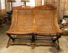 1970s French Bamboo and Wicker Two-seater Sofa