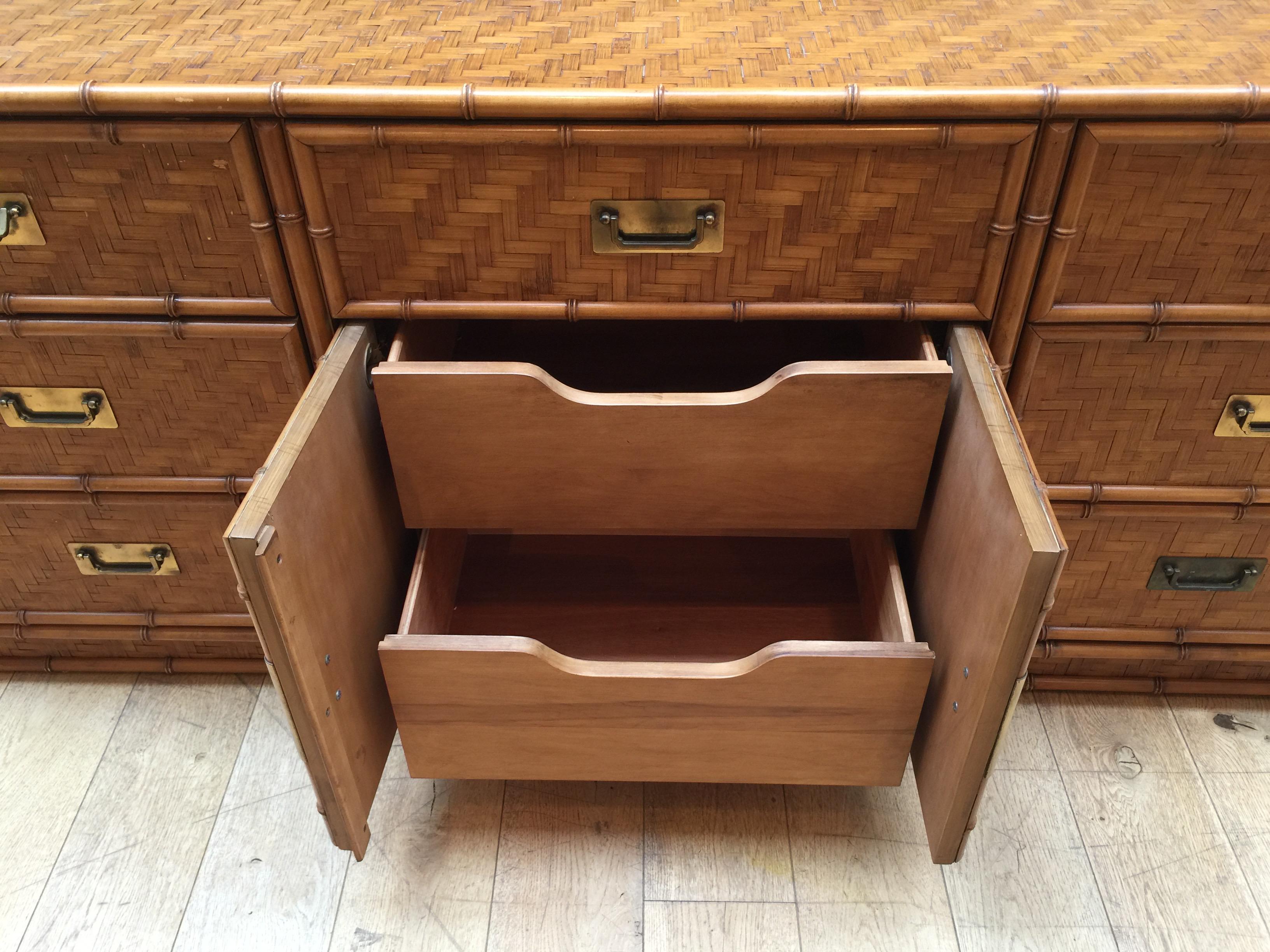 1970s French Bamboo Sideboard or Cabinet 2