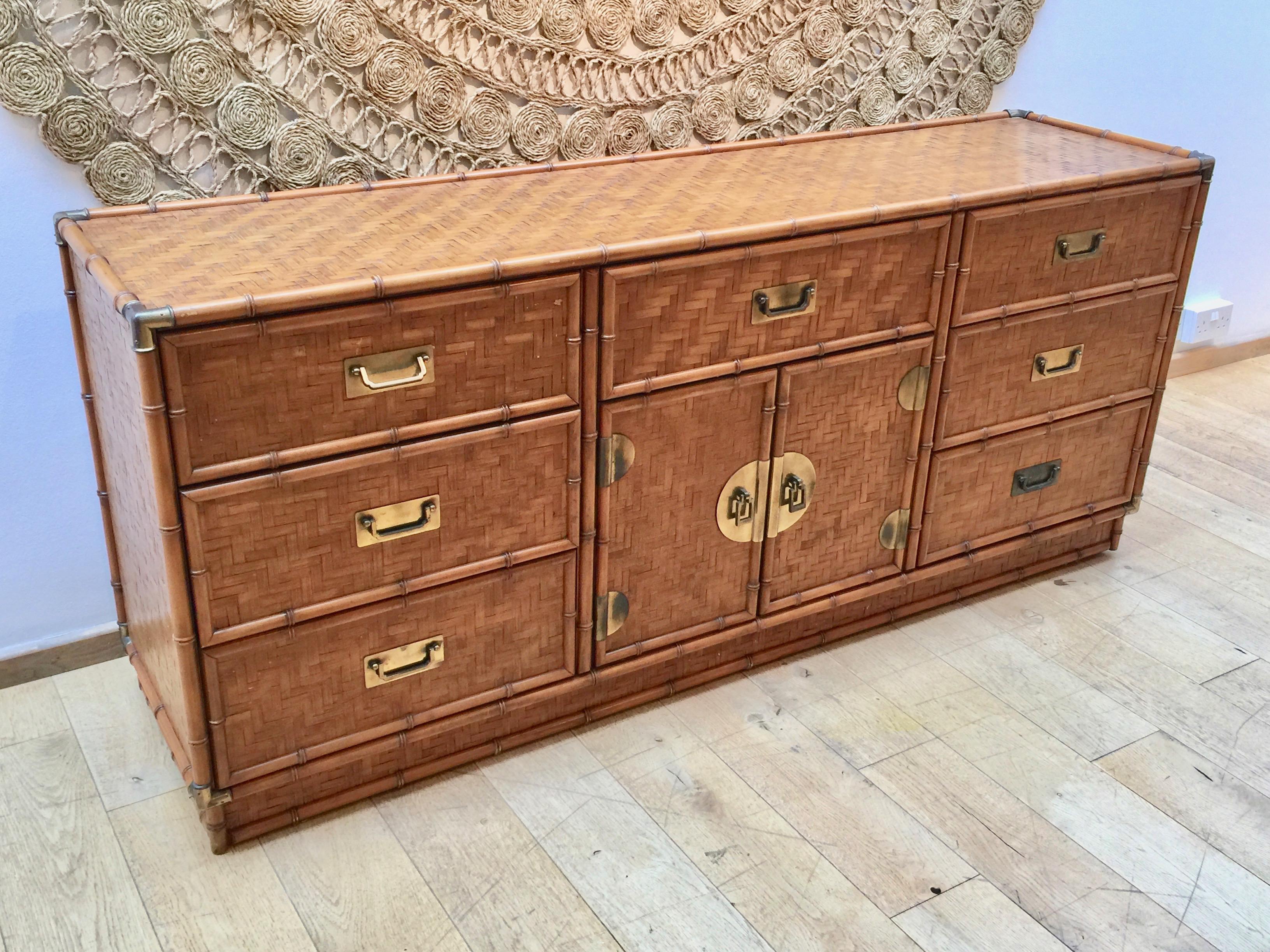 1970s French Bamboo Sideboard or Cabinet 4