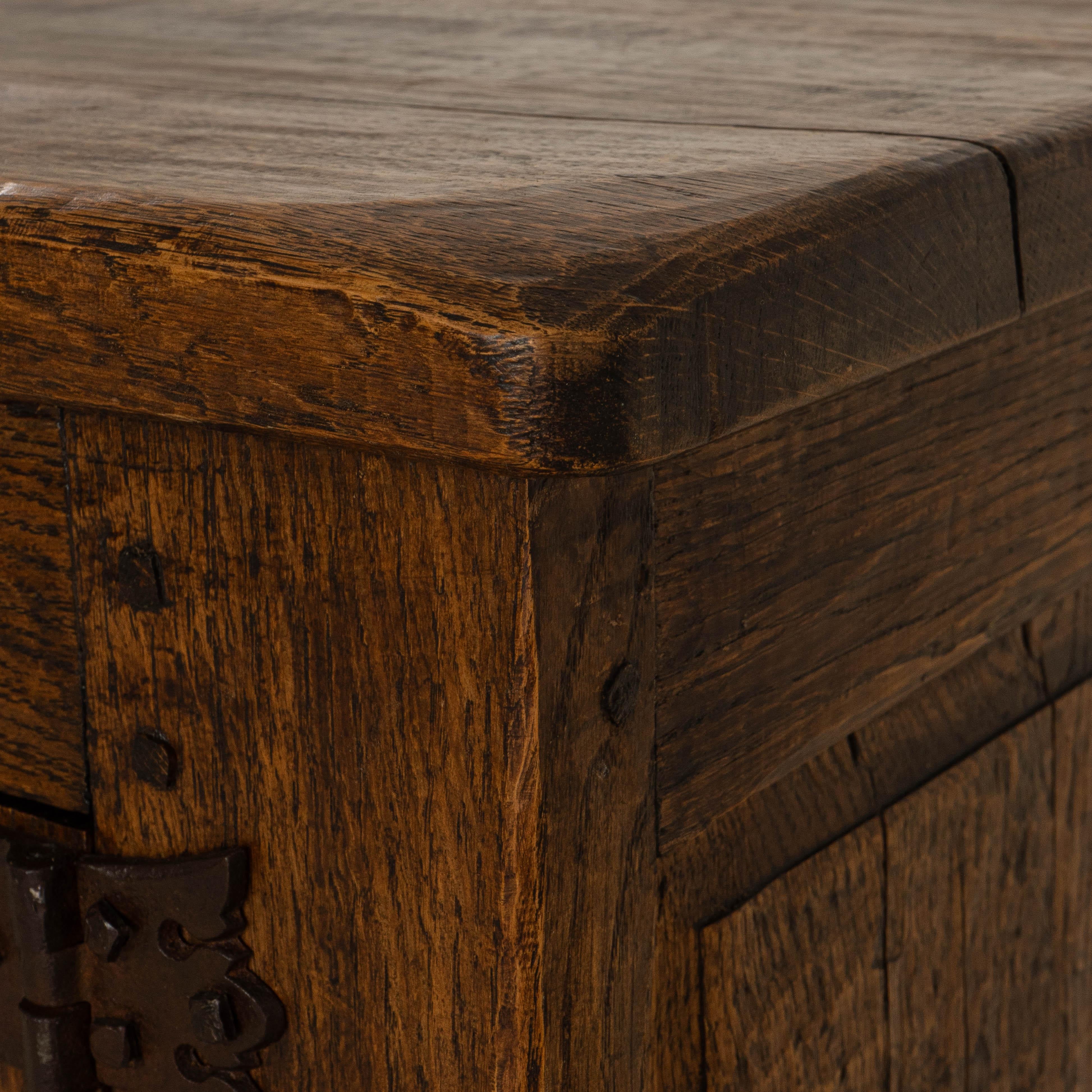 1970s French Baroque Oak Buffet With Iron Hardware For Sale 7