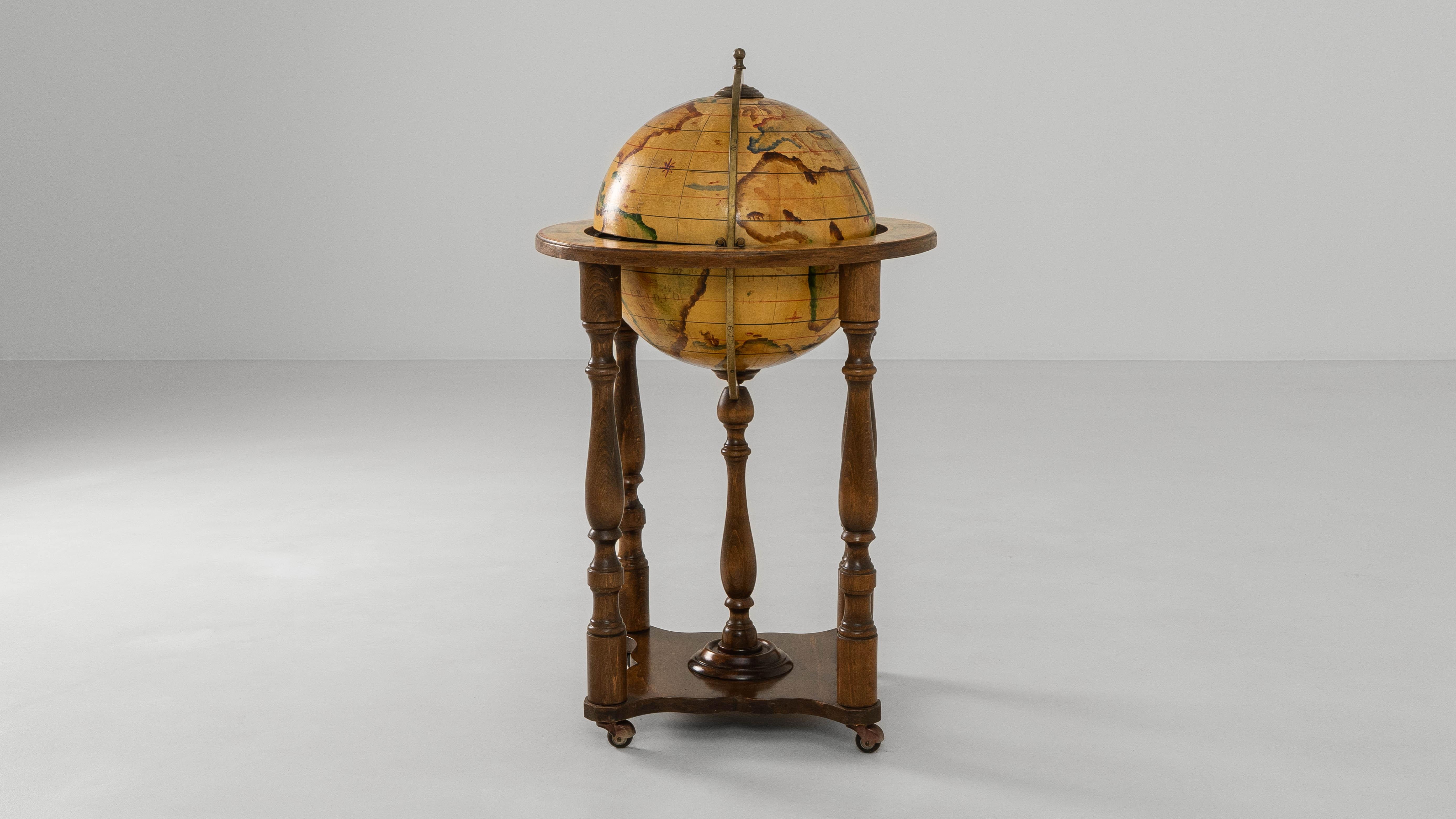 1970s French Baroque Style Globe Bar Cart With Wheels For Sale 5