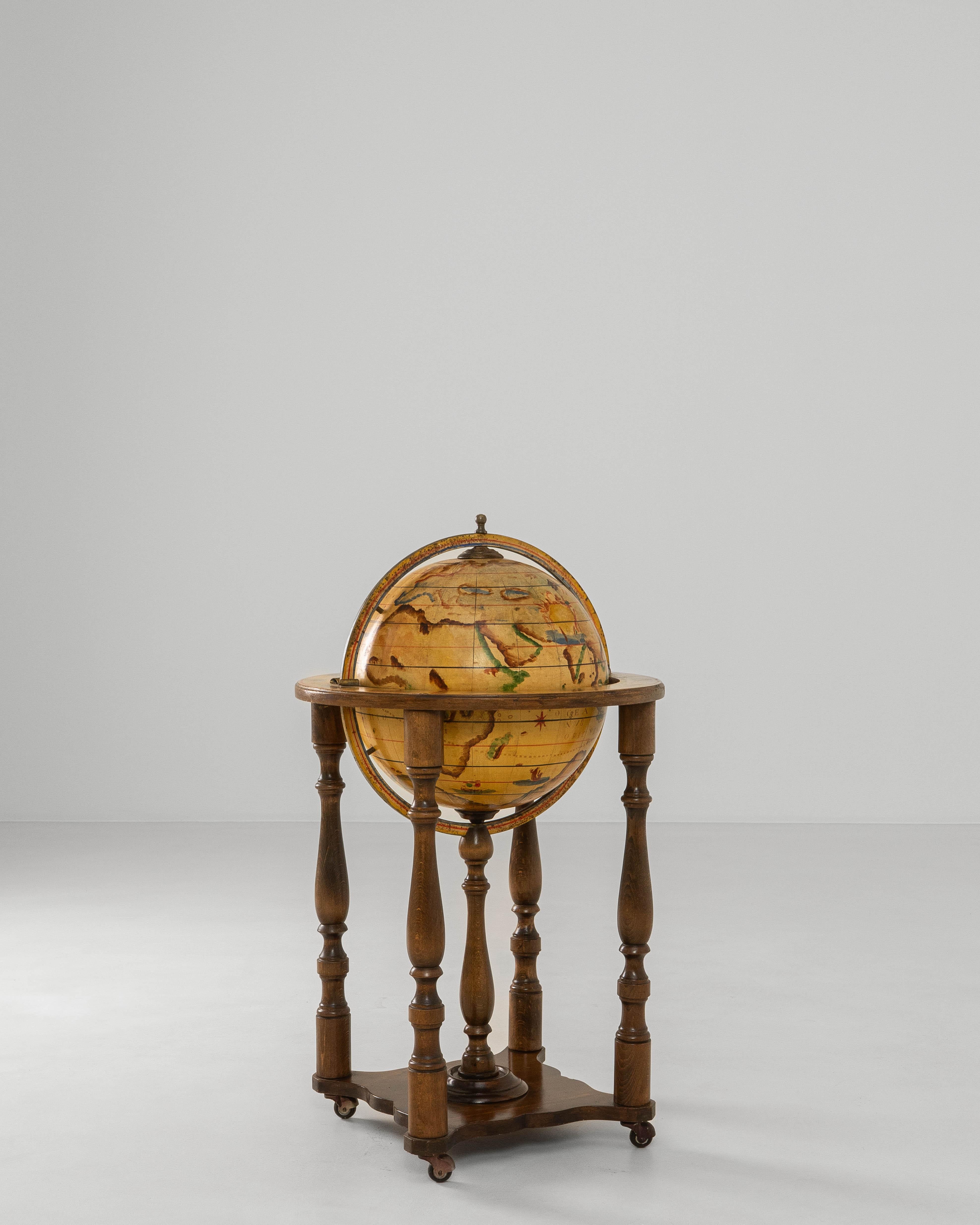 1970s French Baroque Style Globe Bar Cart With Wheels For Sale 1