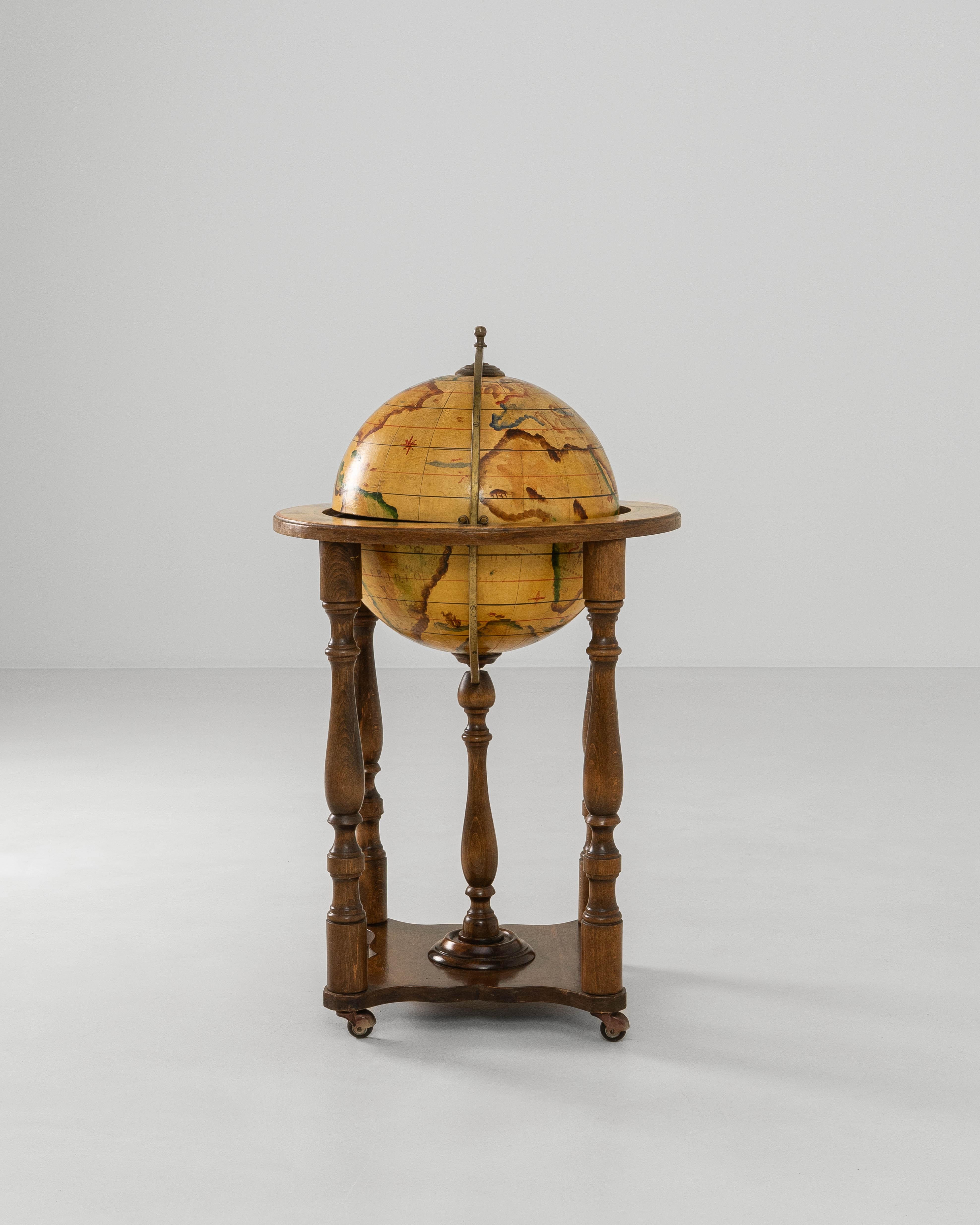 1970s French Baroque Style Globe Bar Cart With Wheels For Sale 4