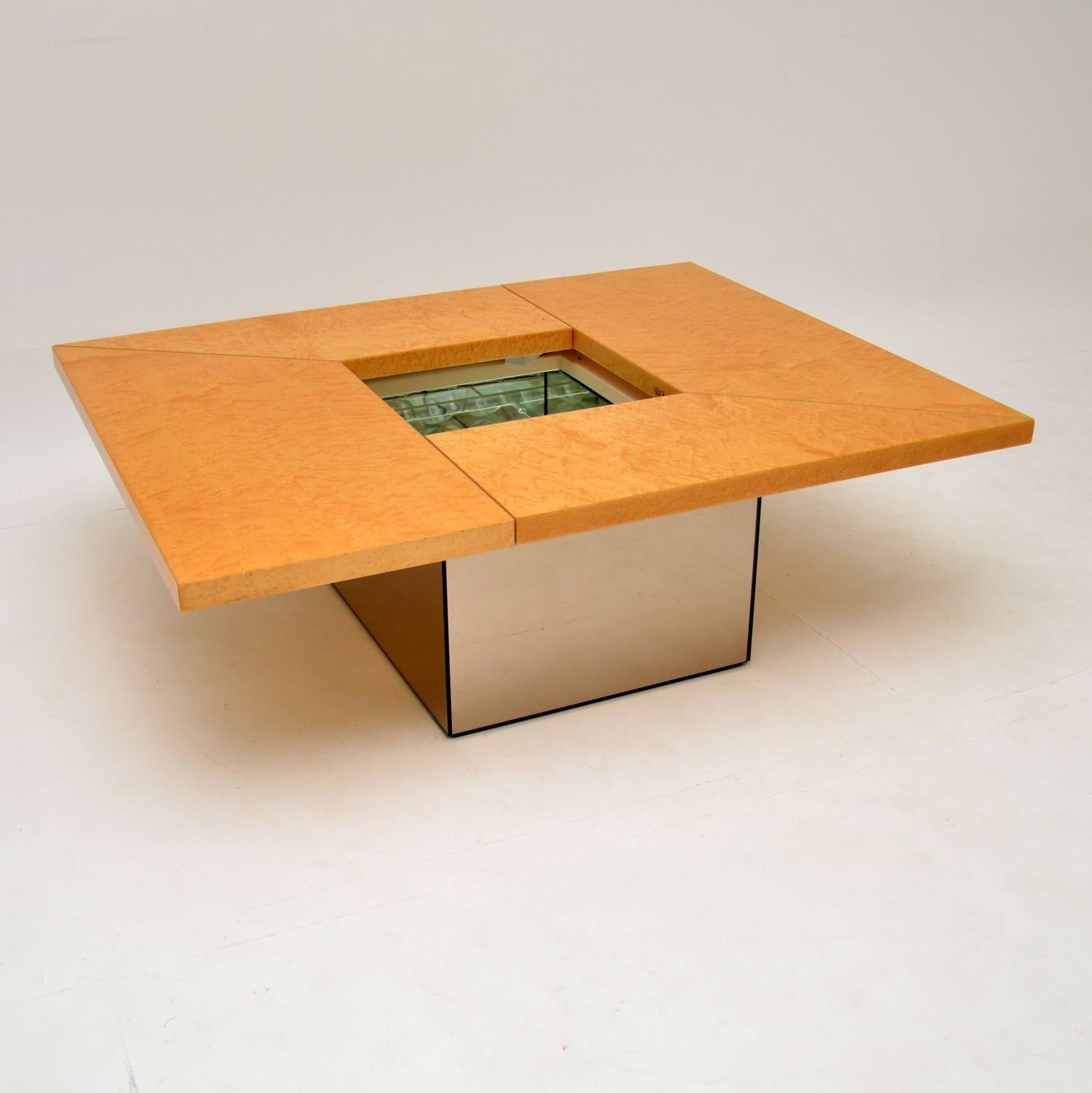 Mid-Century Modern 1970s French Bird's-Eye Maple Coffee Table by Paul Michel