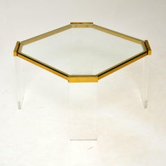 1970's French Brass & Acrylic Coffee Table