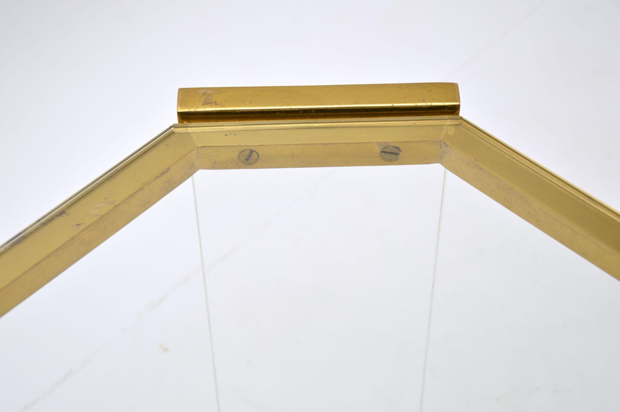 1970's French Brass & Acrylic Coffee Table For Sale 1