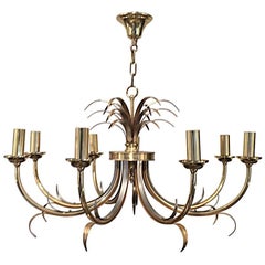 1970s French Brass and Steel Chandelier by Maison Charles