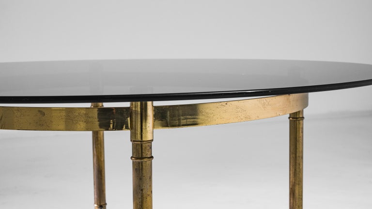 1970s French Brass Coffee Table with Glass Top 1