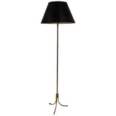 1970s French Brass Faux Bamboo Floor Lamp