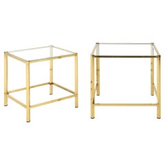 1970's French brass side tables (two pieces)