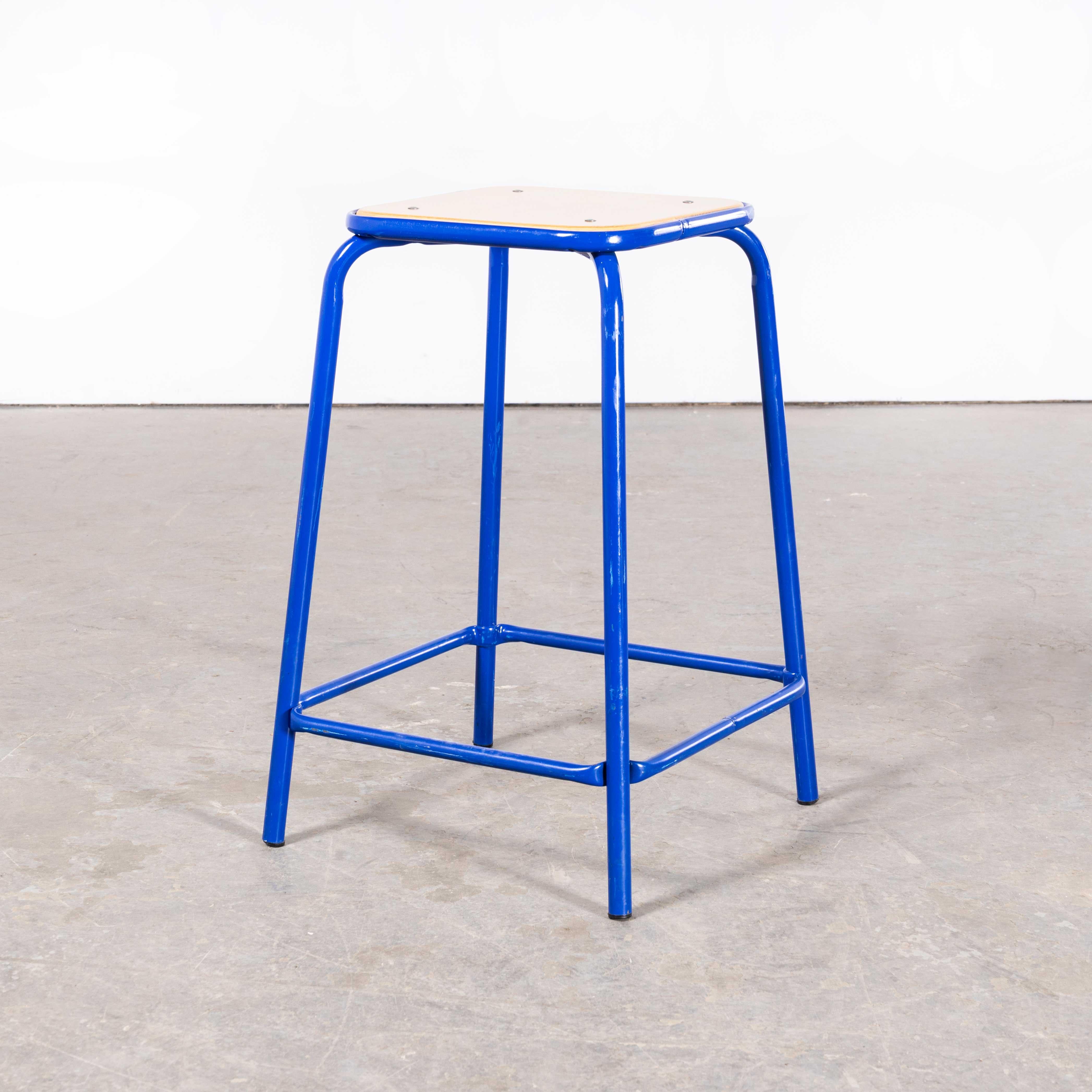 1970's French Bright Blue Laboratory Stools - Quantity Available For Sale 1