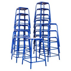 Used 1970's French Bright Blue Laboratory Stools - Quantity Available