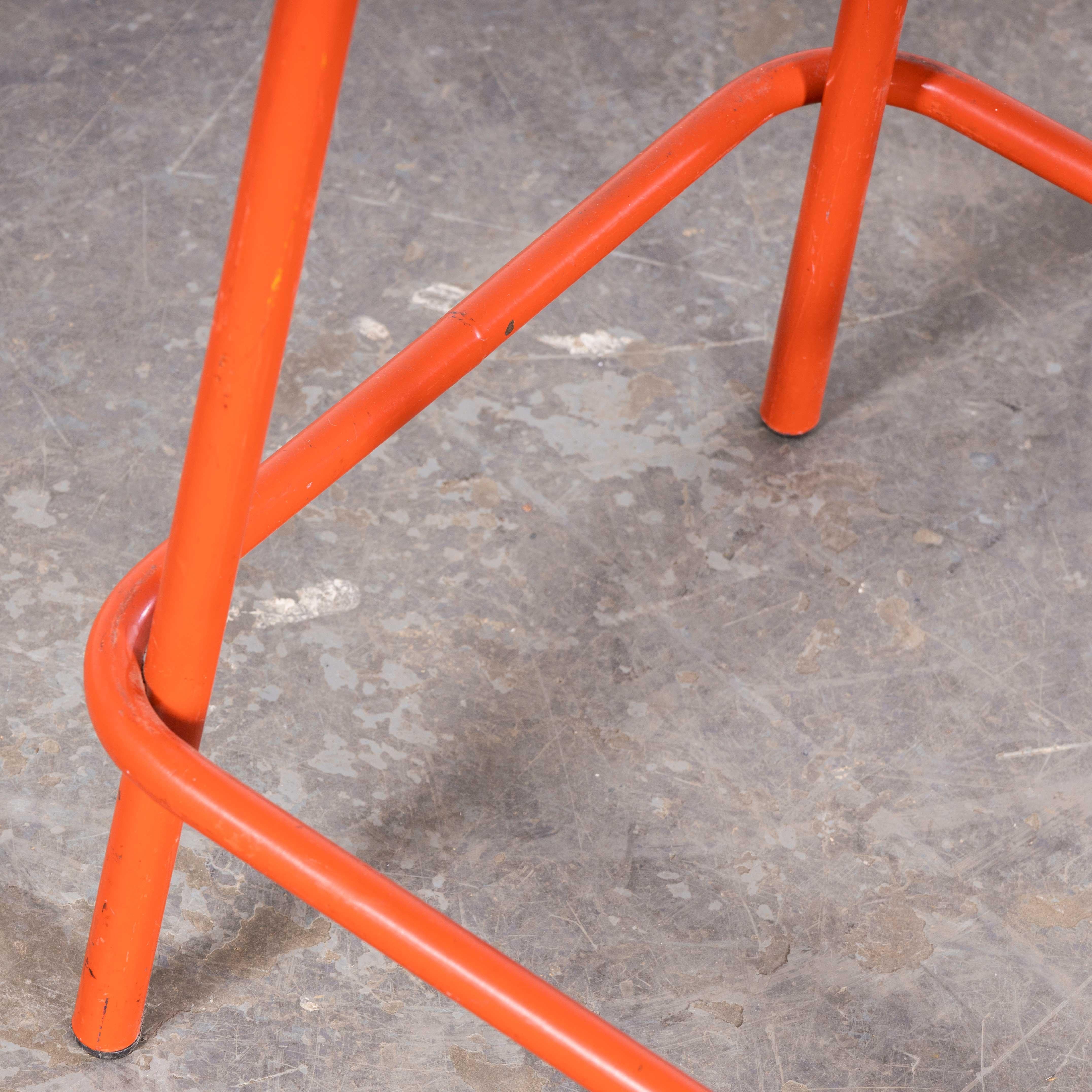 Late 20th Century 1970's French Bright  Red Laboratory Stools - Set Of Three For Sale