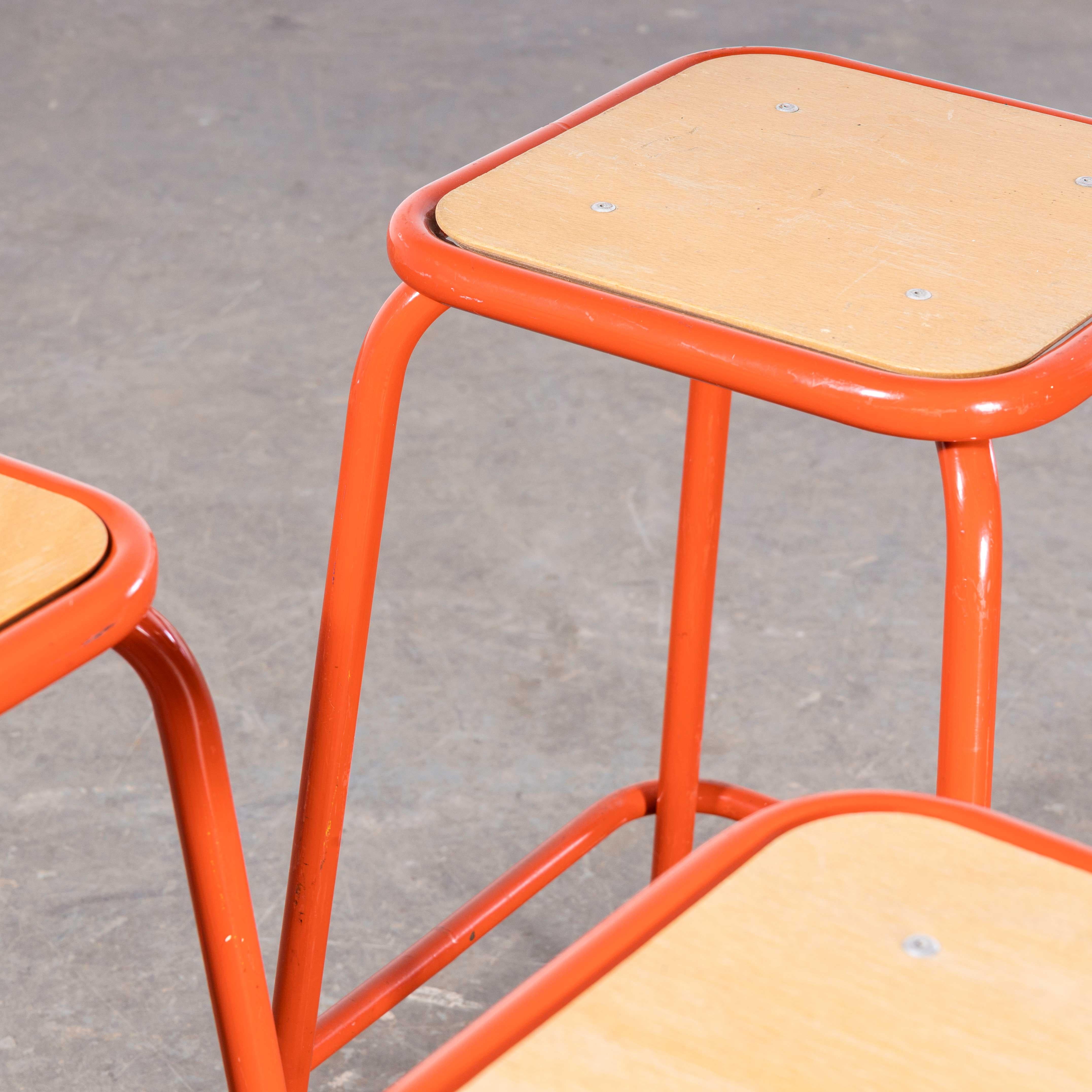1970's French Bright  Red Laboratory Stools - Set Of Three For Sale 4