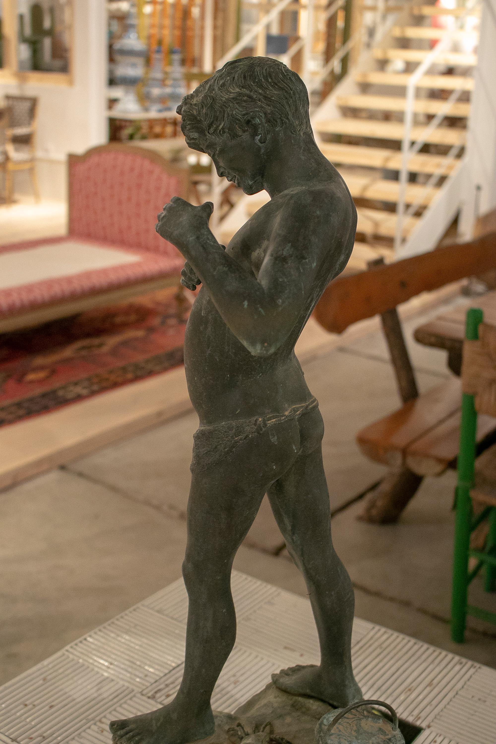 1970s French Bronze Boy Figure Statue 2