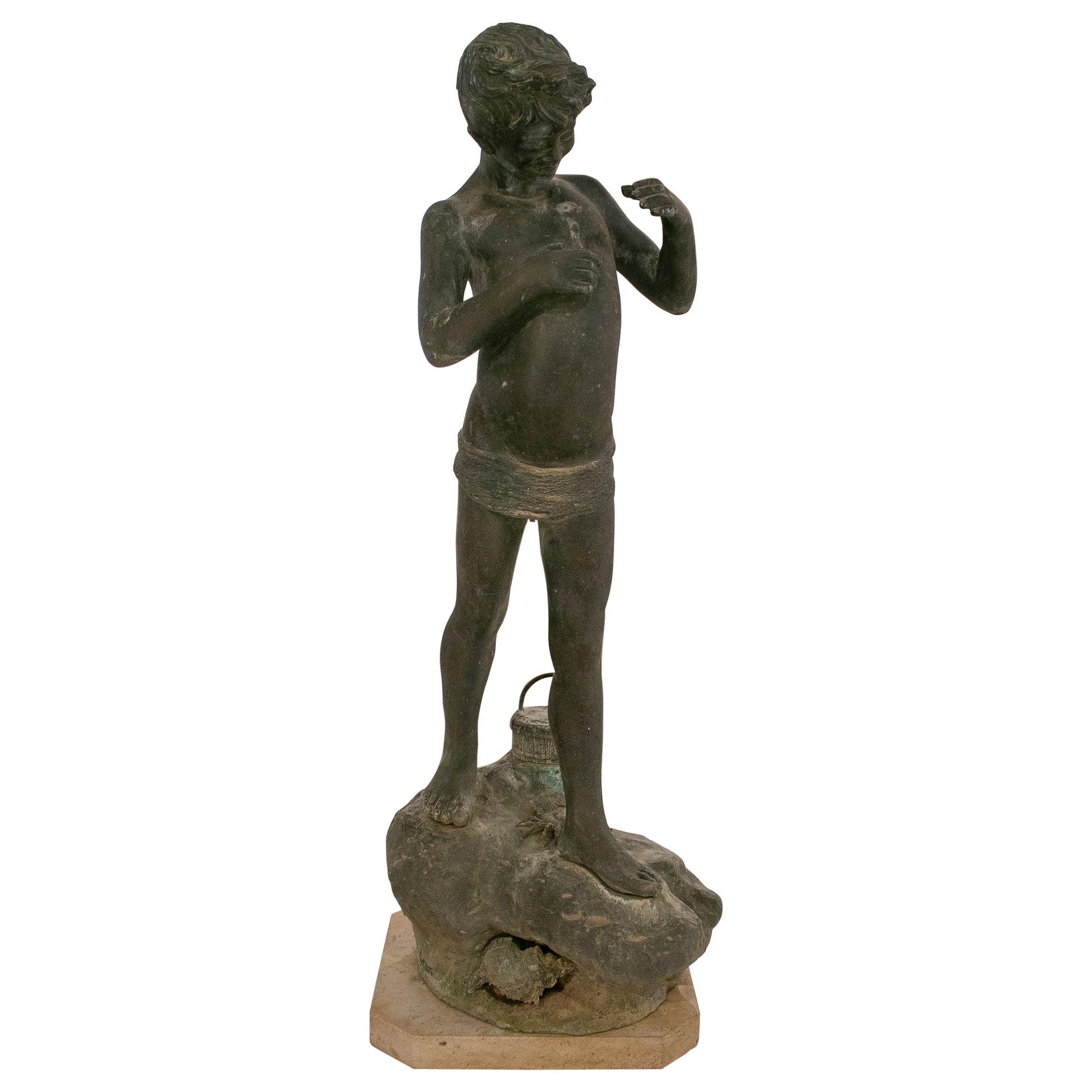1970s French Bronze Boy Figure Statue
