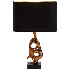 1970s French Bronze Sculpture Table Desk Lamp by Frist