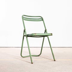 1970's French Brutalist Green Folding Metal Garden Chairs