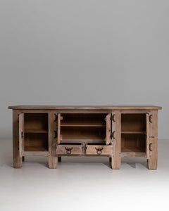 1970s French Brutalist Oak Buffet With Iron Hardware