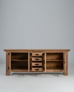 1970s French Brutalist Oak Buffet With Iron Hardware