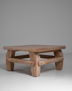 1970s French Brutalist Oak Coffee Table