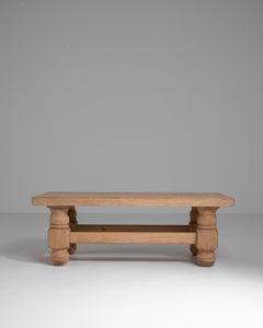 1970s French Brutalist Oak Coffee Table