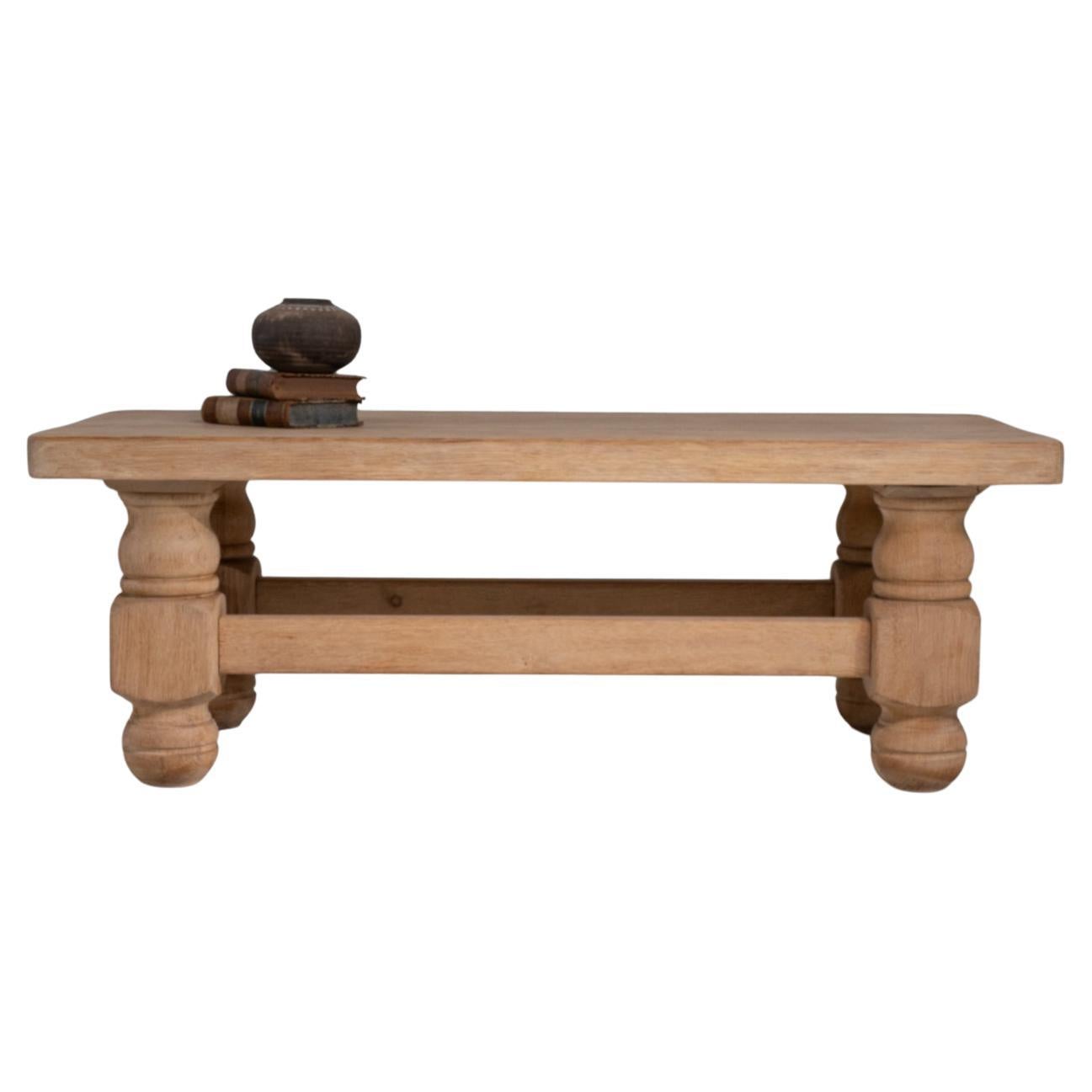 1970s French Brutalist Oak Coffee Table