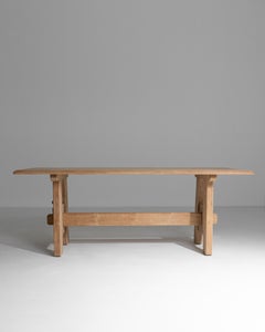 1970s French Brutalist Oak Dining Table