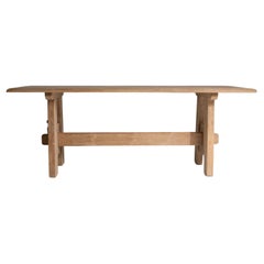 Table de salle à manger en chêne brutaliste français des années 1970