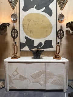 1970er Jahre Französisch Brutalist Gips Sideboard