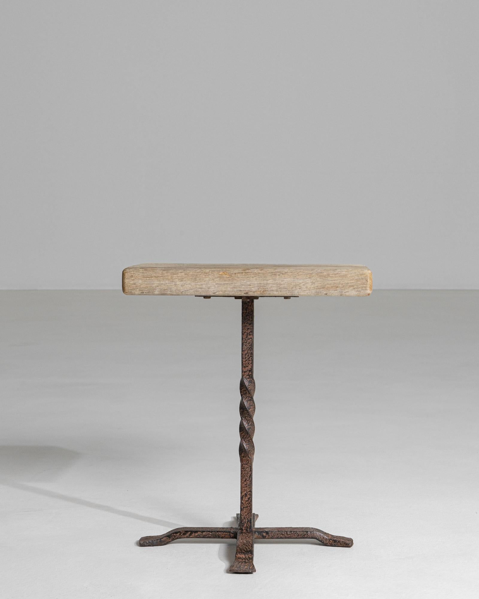 Metal 1970s French Brutalist Side Table For Sale
