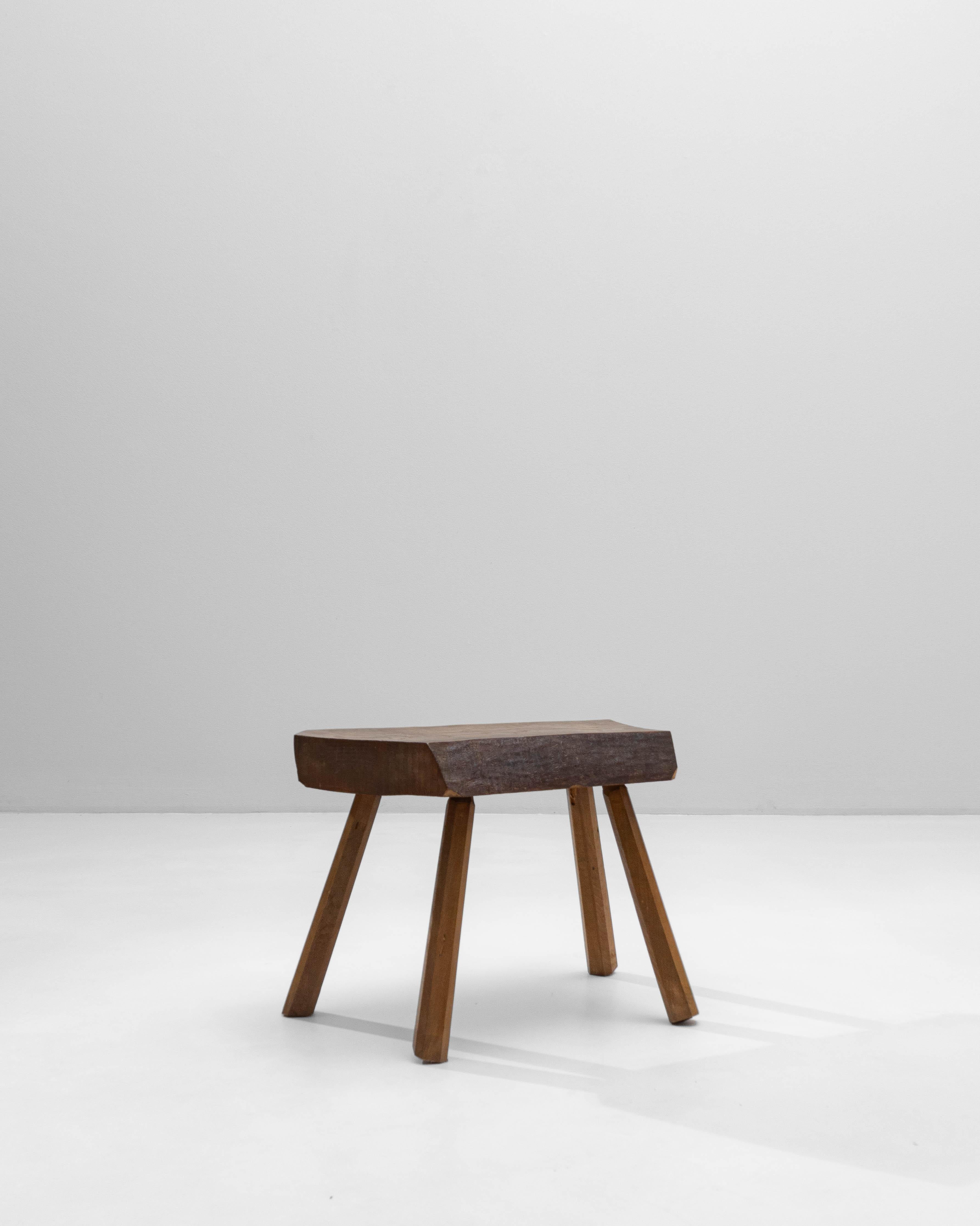 1970s French Brutalist Wooden Stool For Sale 5