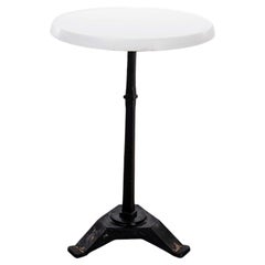 1970’s French Cast Base Café Bistro Table With White Top