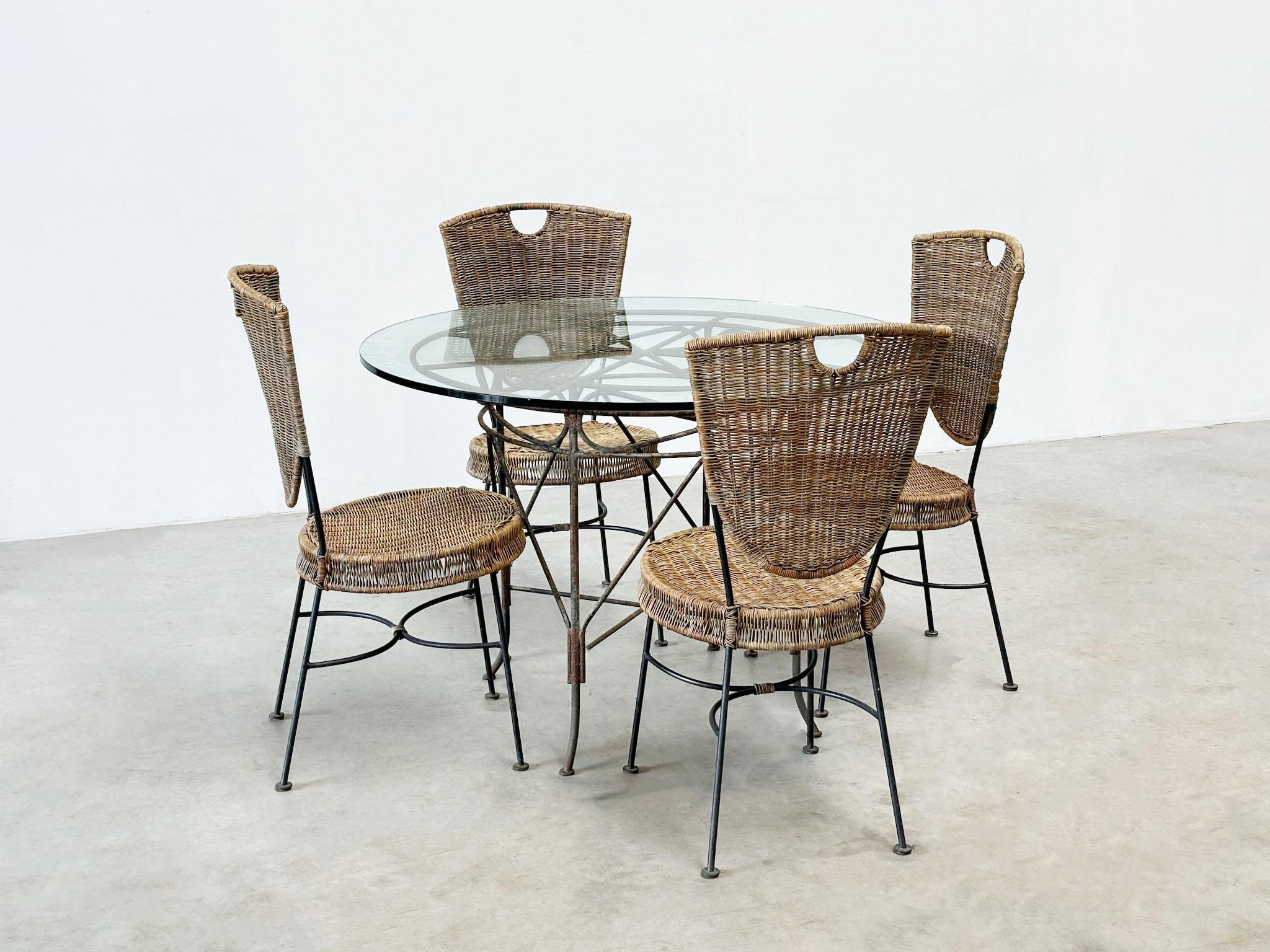 Mesa de comedor de exterior o jardín francesa de hierro fundido de los años 70 en Bueno estado para la venta en Nijlen, VAN