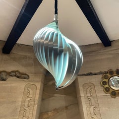 Französische Deckenleuchte aus Aluminium mit Spiral, Henri Mathieu, 1970er Jahre