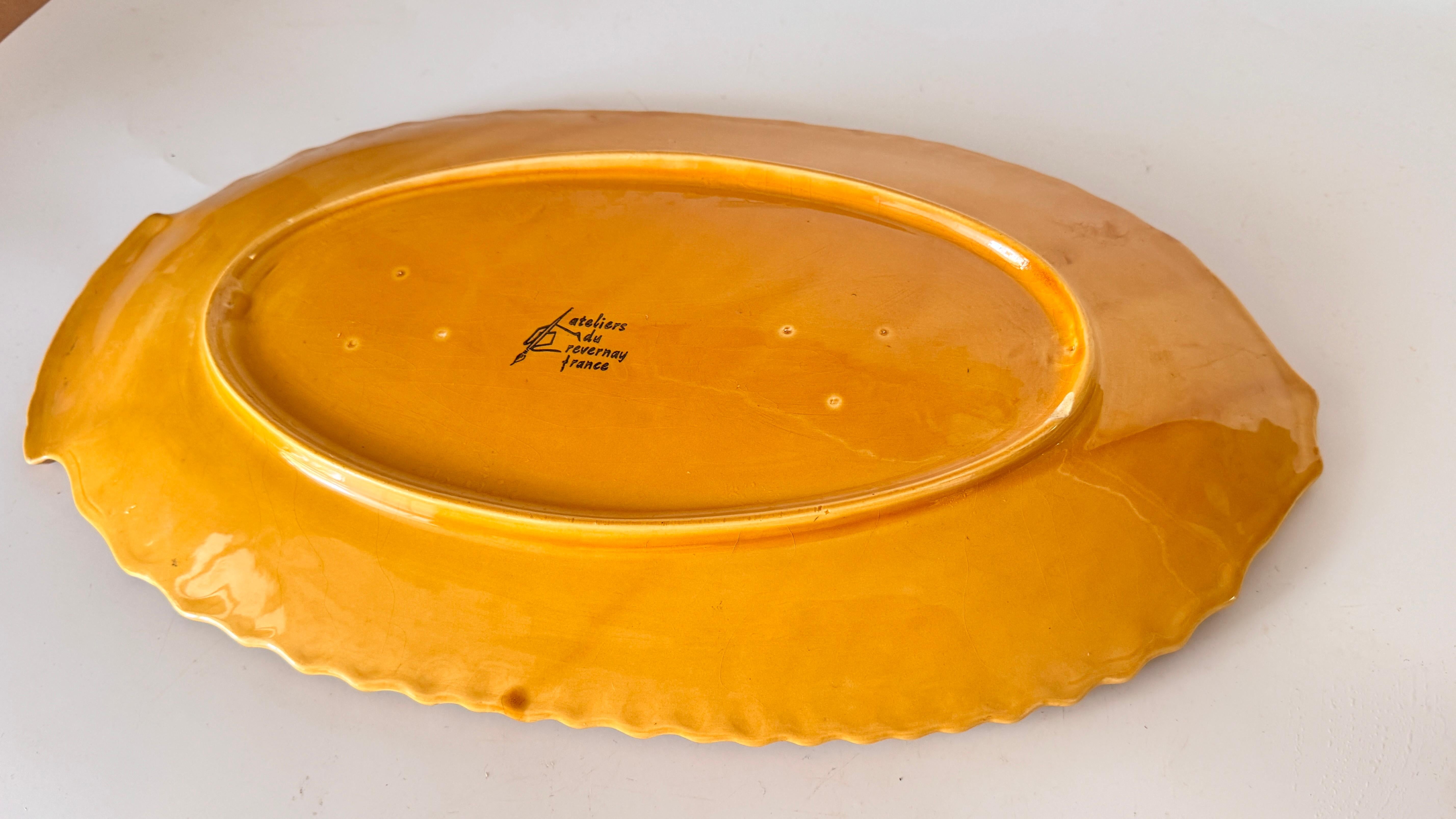 Coupelle décorative en céramique française des années 1970 -Jaune et marron glacé Design du milieu du siècle en vente 3