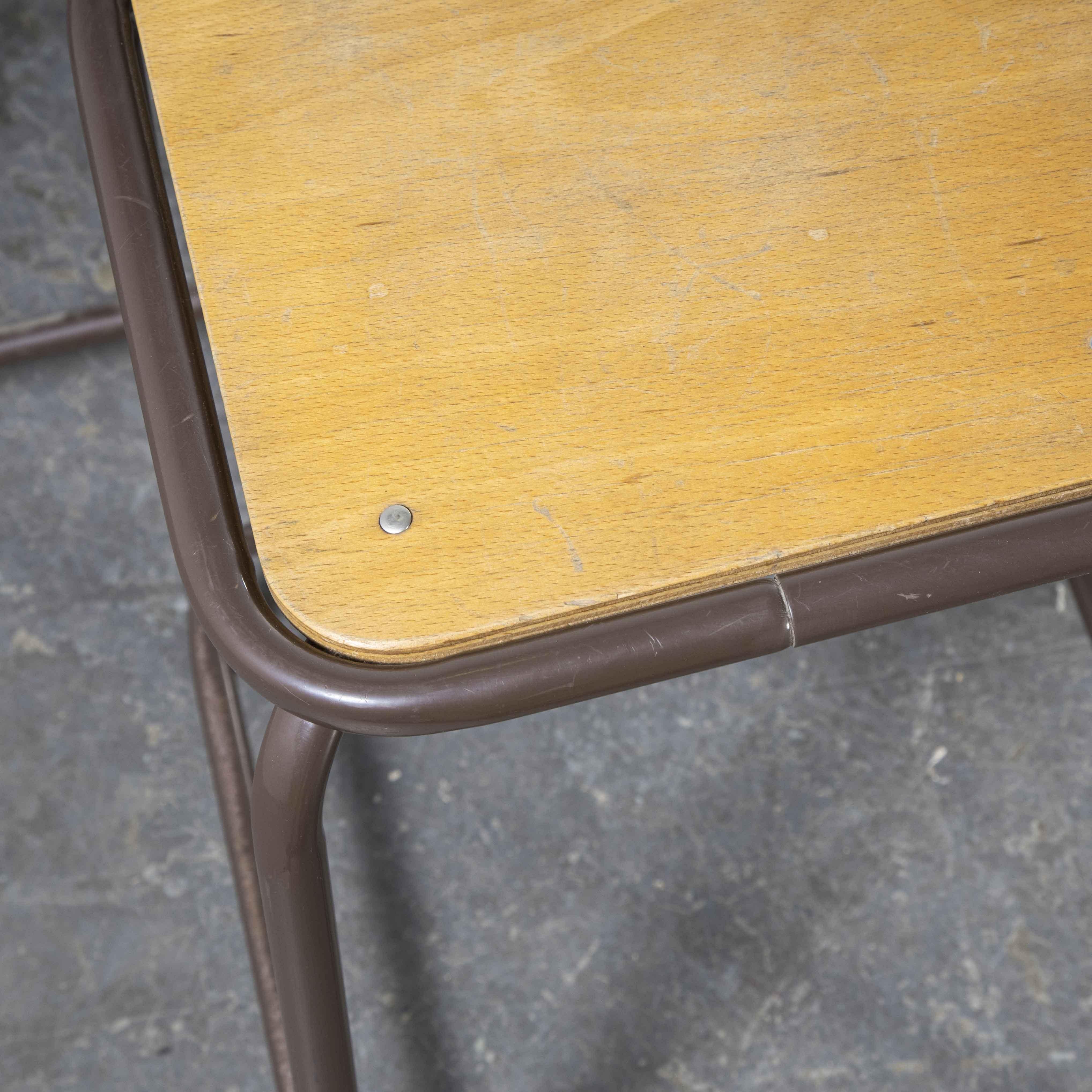 1970s French Chocolate Brown Laboratory Stools, Set of Seven For Sale 1