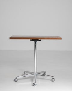 1970s French Chrome Swivel-Top Table On Wheels