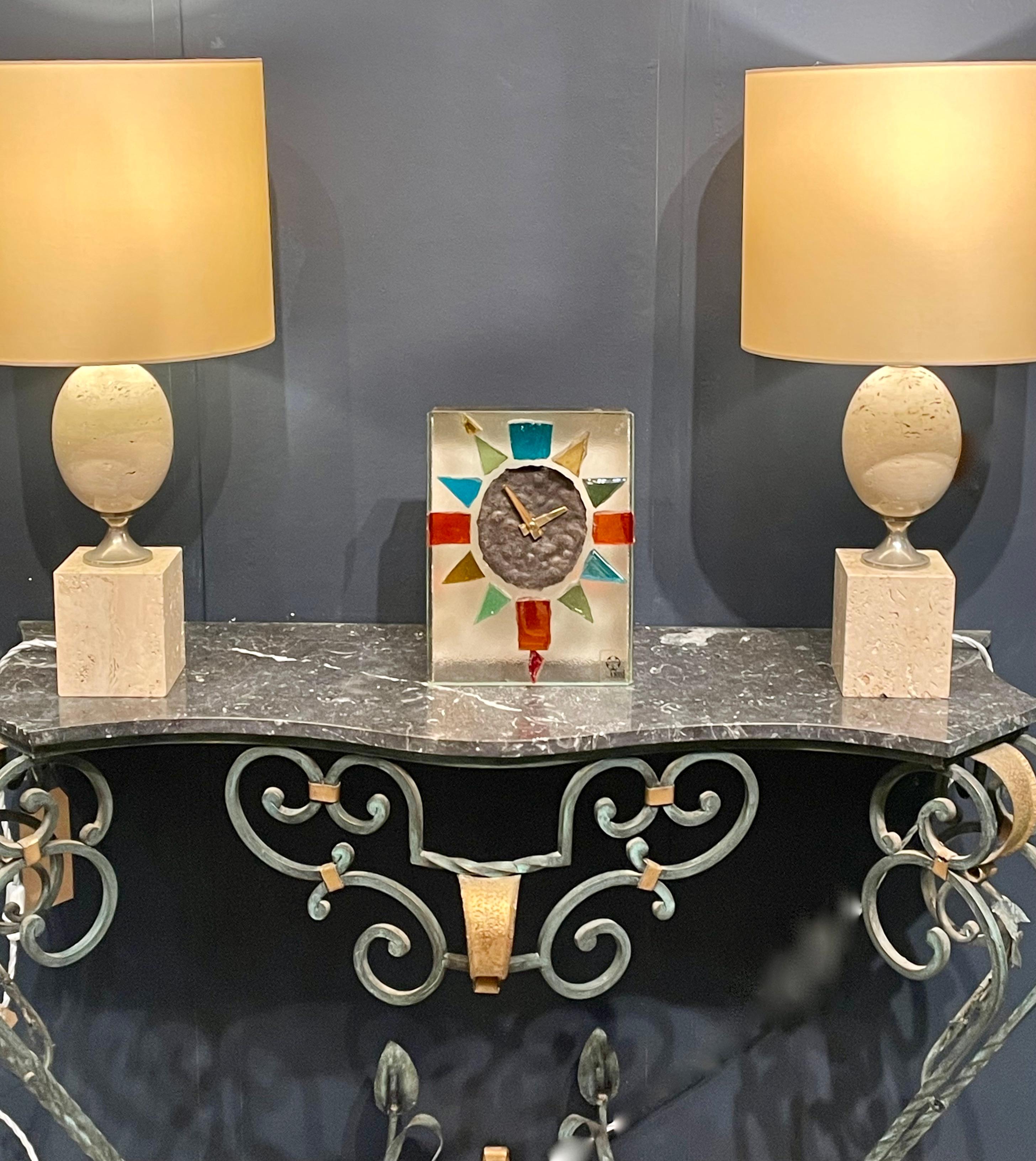 Late 20th Century 1970s French Clock with Saint-Gobain glass numerals 27cm h 20cm w 9cm deep £980 For Sale