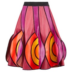 1970s French Couture Psychedelic Leather Skirt
