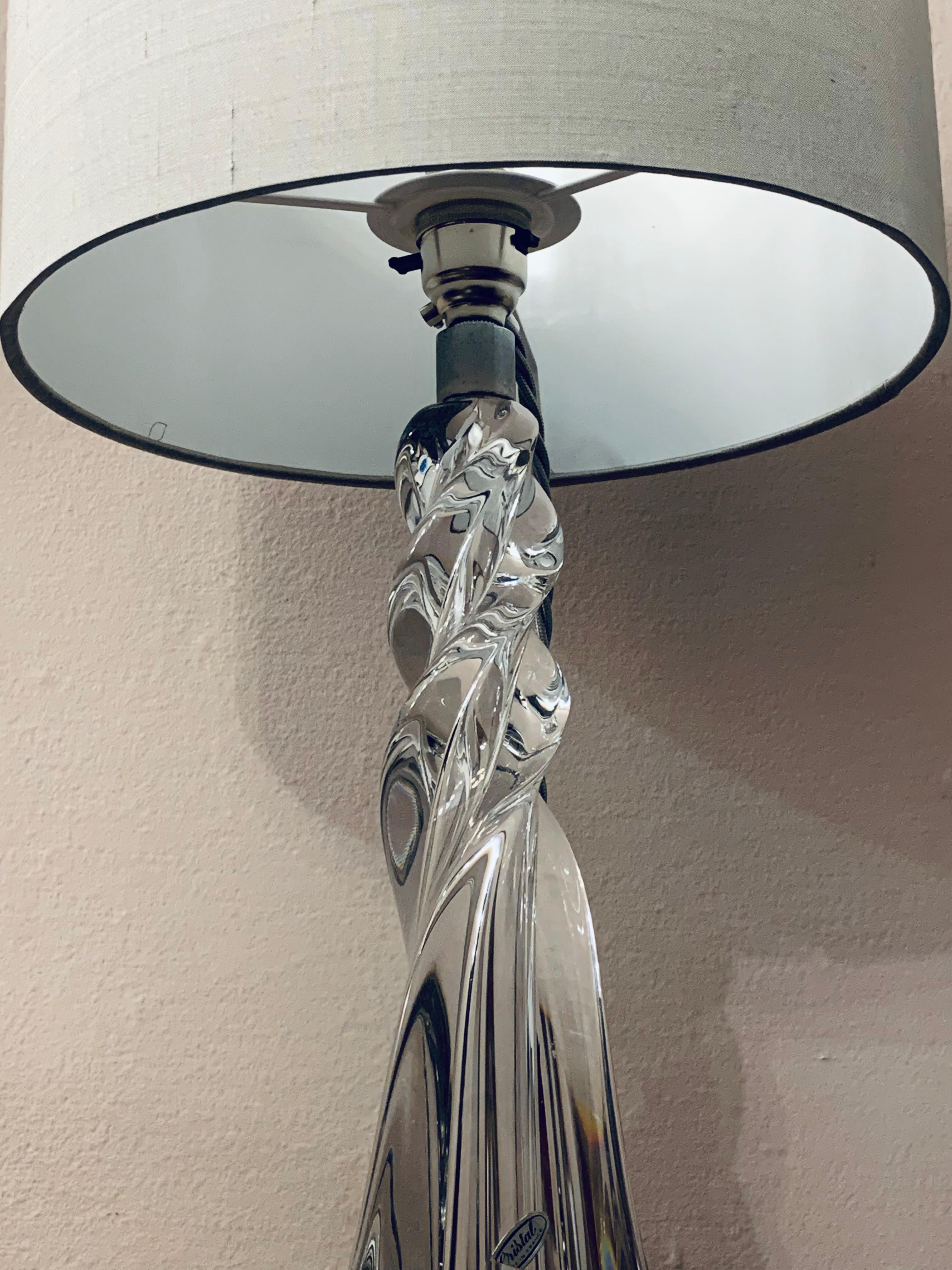 1970s French Cristal D’Arques Twisted Crystal & Chrome Glass Table Lamp 5