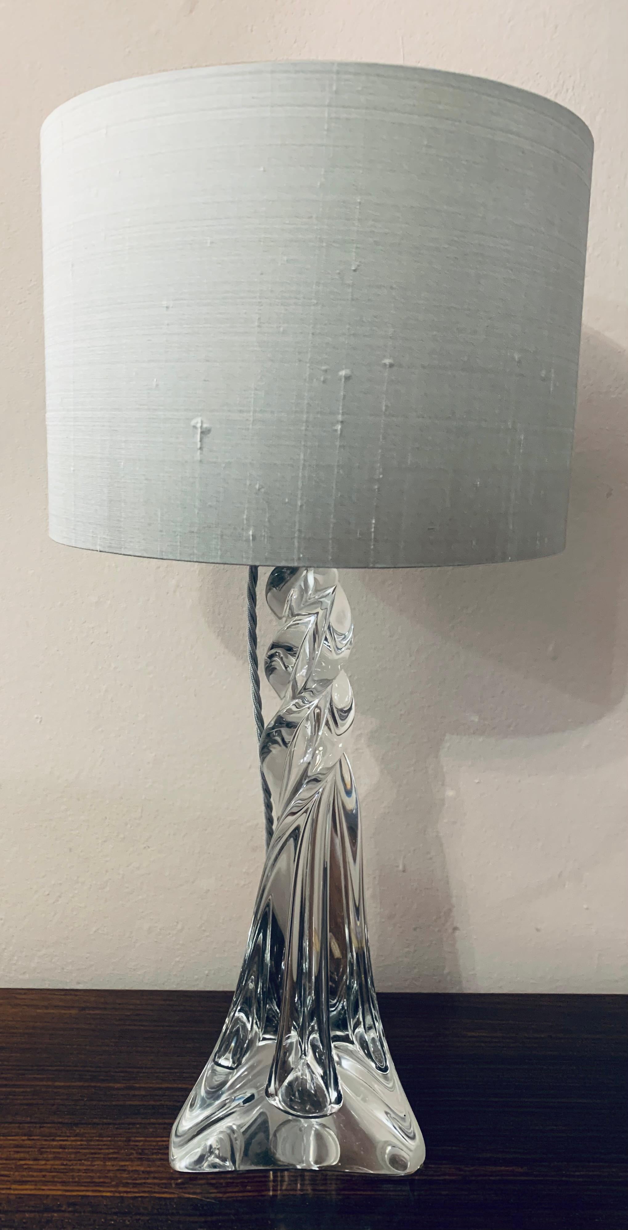 1970s French Cristal D’Arques Twisted Crystal & Chrome Glass Table Lamp 7