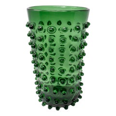 1970s French Crystal Green Vase